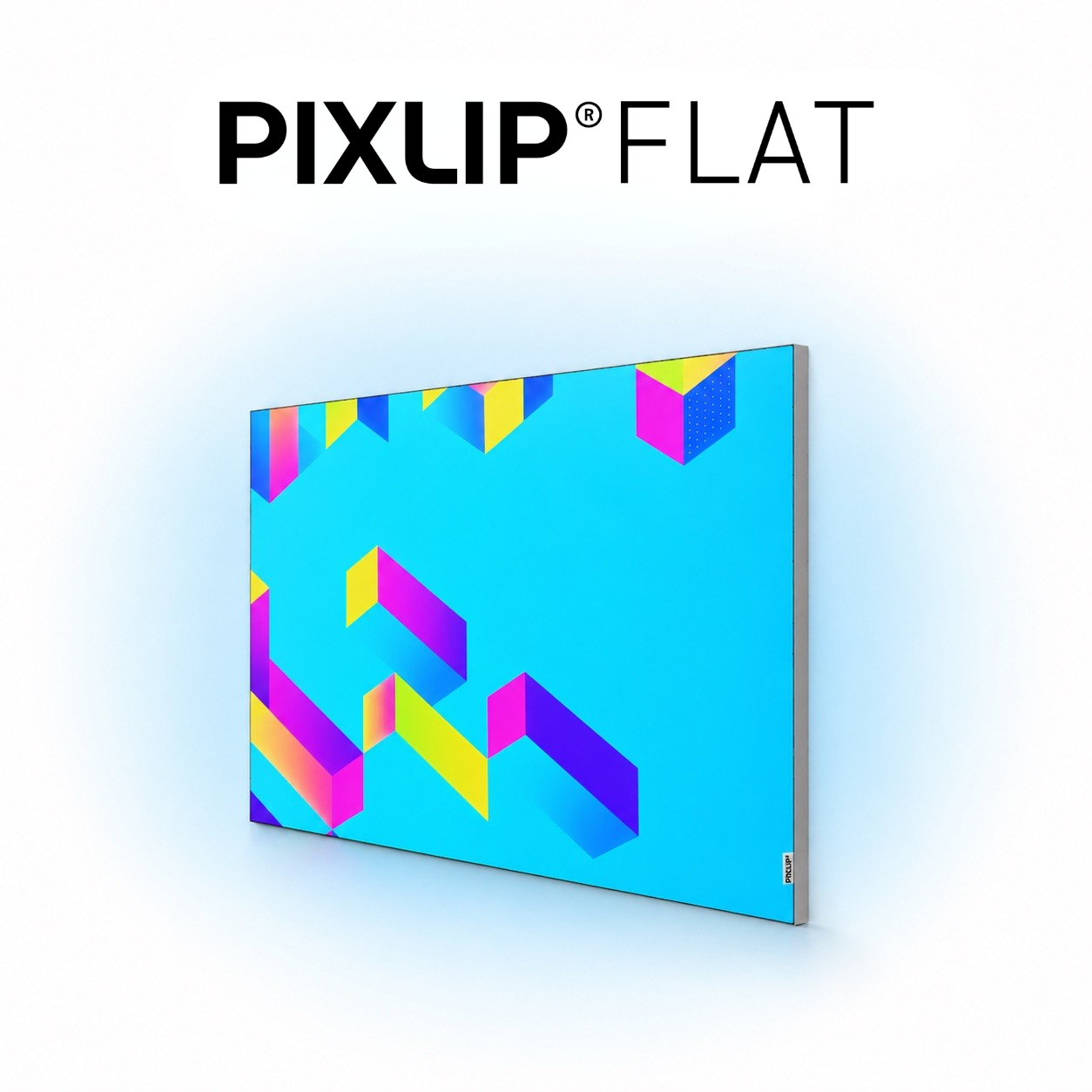 PIXLIP FLAT Display mit farbenfrohem geometrischem Muster