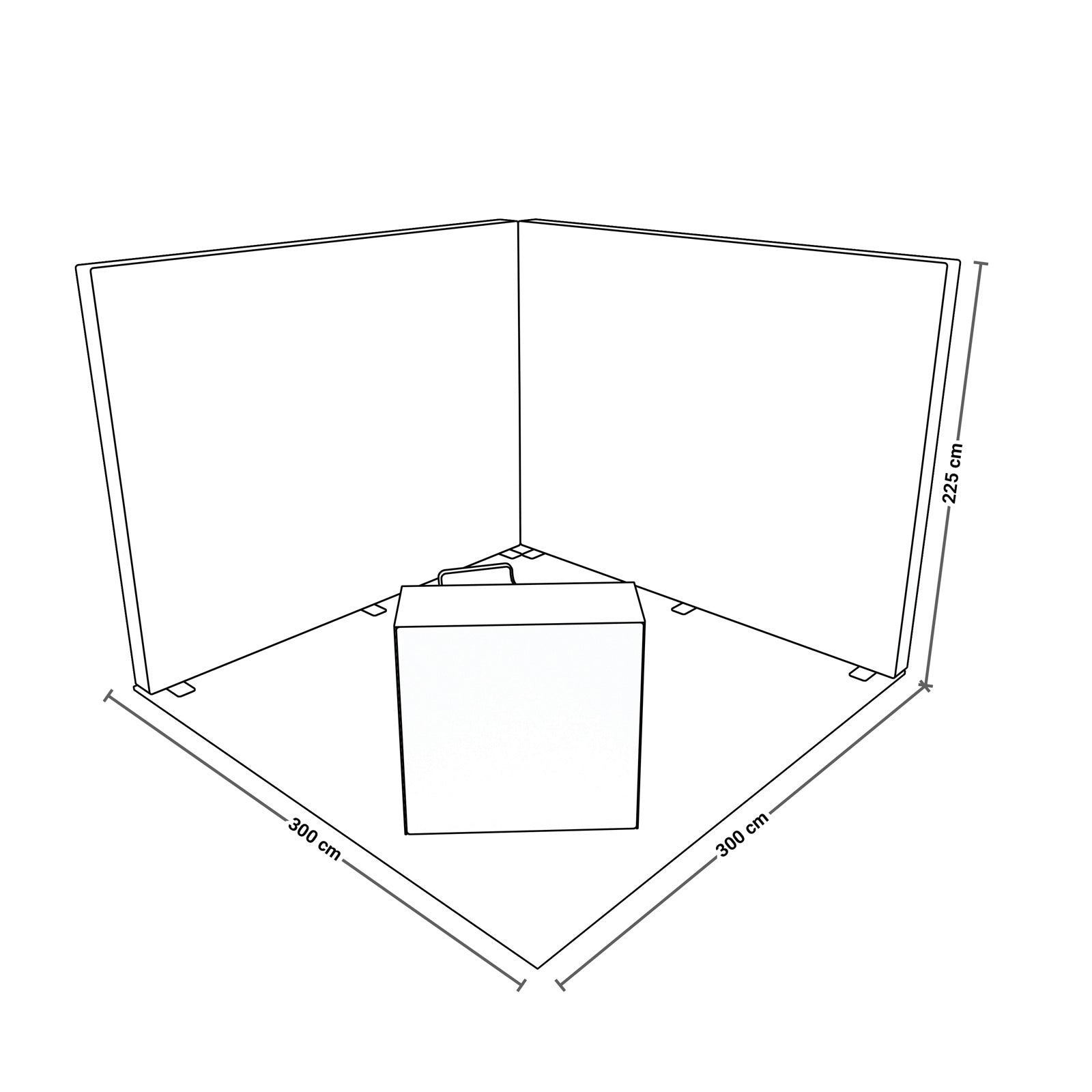 PIXLIP Messestand Set Compact 9 – modularer LED-Messestand mit 4 m² Fläche, individuell bedruckbar und werkzeuglos aufbaubar