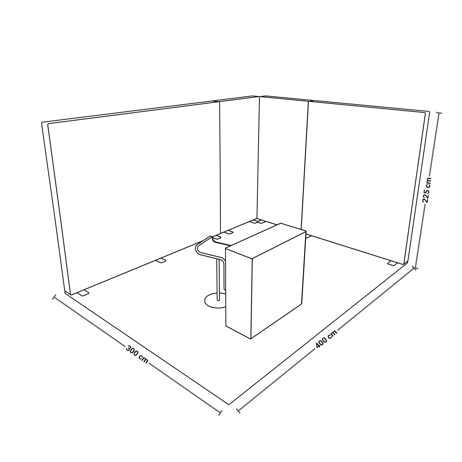 PIXLIP Messestand Set Compact 9 – modularer LED-Messestand mit 4 m² Fläche, individuell bedruckbar und werkzeuglos aufbaubar