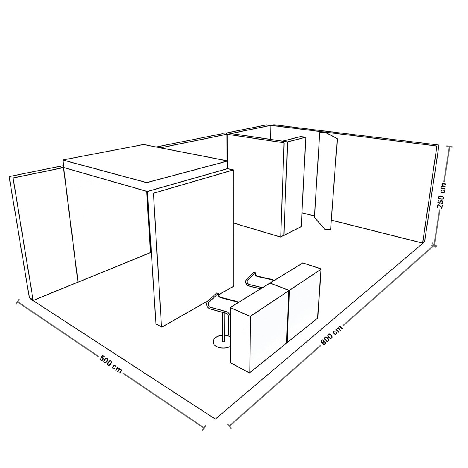 PIXLIP Messestand Set Compact 9 – modularer LED-Messestand mit 4 m² Fläche, individuell bedruckbar und werkzeuglos aufbaubar