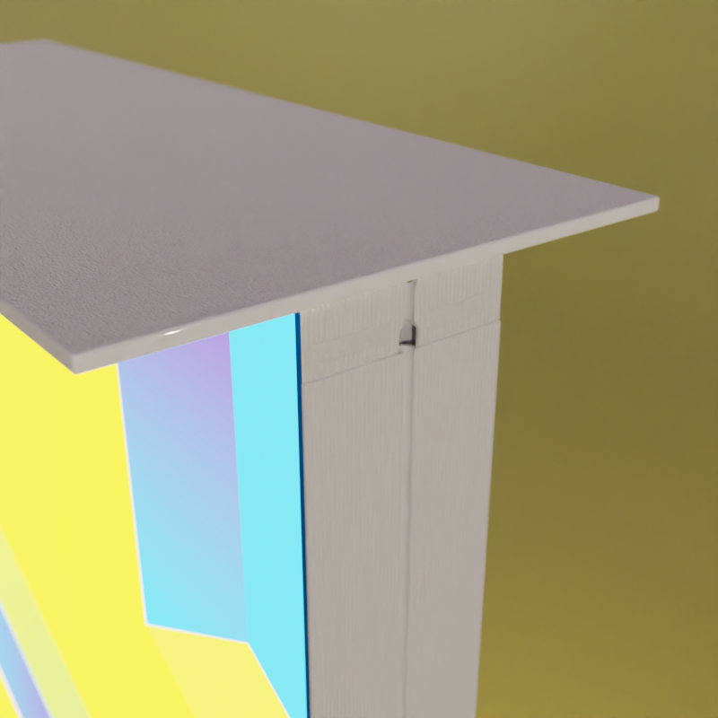 PIXLIP GO Counter S obere Ecke mit weißer Thekenplatte und mit Textildruck